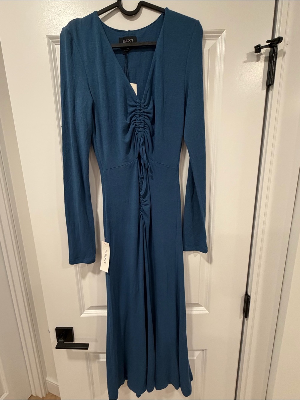BARDOT blue Long-Sleeve Ruched Front Maxi Dress